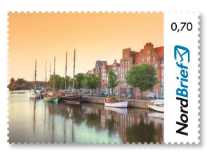 Untertrave Lübeck - Briefmarke Postkarte