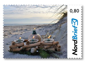 Frohe Weihnachten an der Ostsee - Briefmarke Standardbrief 